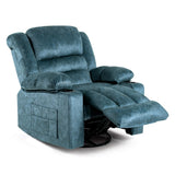 HOMYEDAMIC Recliner Chair Rocker Modern Ergonomic Lounge 360 Degree Swivel Single Sofa Seat Living Room Lounge Recliners (360 Swivel, Blue Green-A - Flannel) HOMYEDAMIC