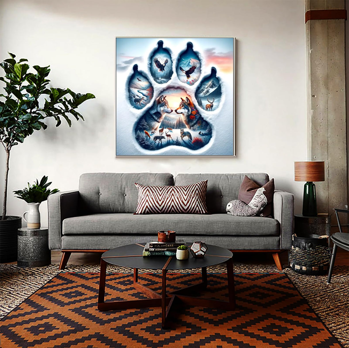 APTDYIGL 5D Winter Wolf Diamond Painting Kits for Adults Beginner,DIY Animal Diamond Art Kits for Adults,Round Full Drill Diamond Dots with Gem Art Kits,Home Wall Decor 13.7X13.7inch APTDYIGL