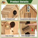 NATUREYLWL Bird Houses for Outside-2 Hole Wooden Outdoor Bird House,Wild Bird Box House,Nesting Box Birdhouse,Garden Bird Roosting NATUREYLWL