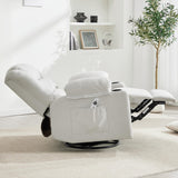 Ketaiyou Swivel Rocking Recliner Chair with Massage and Heat,Oversized Rocker Recliner for Adults, Upholstered Fabric Reclining Single Sofa Chair for Living Room,Nursery (Beige) Ketaiyou