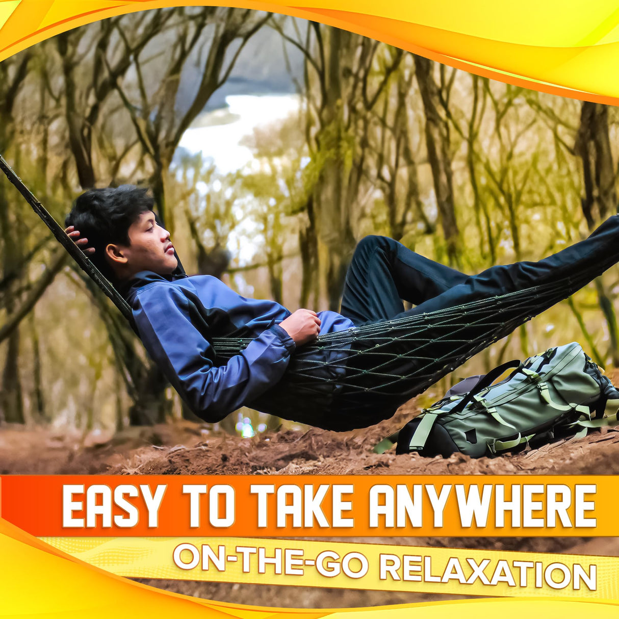 Mesh Hammock - Easy to Set Up Rope Hammocks for Outside, Dark Green Color, 90x31.5 Nylon Net Hammock, Max 100 KG (220 Pounds), Tree Hammocks for Outside, Camping & Patio Relaxation VIKROM