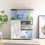 ZERDER Aquarium Stand with Power Outlets, Cabinet for Fish Tank Accessories Storage, Heavy Duty Metal Fish Tank Stand for Turtle Tank (White, 40-50 Gallons) ZERDER