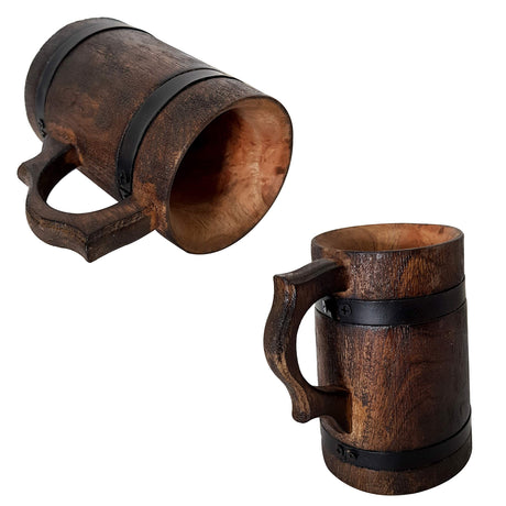 Vintage Handmade Brown Wooden Rustic Beer Mug Viking Wood Stein wood tankard coffee baverage party celebrational toast collectiblesBuy