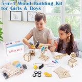 MindPal 5 in 1 Wood STEM Kits for Kids Age 8-10, Music Engineering Kits, Science Kits for Kids Age 8-12, Wooden 3D Puzzles, Building Kits Crafts Toys, for Boys Girls Age 8 9 10 11 12 MindPal