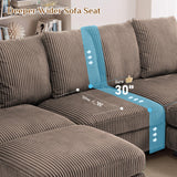 110" Oversized Cloud Couch U Shaped Modular Sectional Sofa L Shaped Sectional Couches for Living Room Comfy Corduroy Cloud Sofa with Ottoman, USB Port, Cup Holder, Armrest Storage, Side Pocket, Brown ONEMMLION