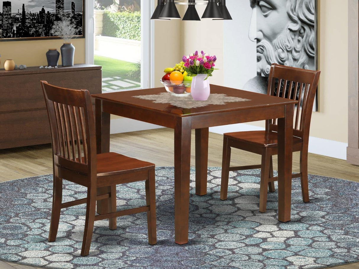 East West Furniture Oxford 3 Piece Room Set Contains a Square Kitchen Table and 2 Dining Chairs, 36x36 Inch, Mahogany East West Furniture