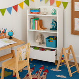 UTEX Kids Bookshelf, Children Bookcases with Storage and Drawer, Wood Kids Toy Storage Organizer for Playroom, Nursery School, White UTEX