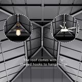 RTDTD 12’x14’ Hardtop Gazebo Outdoor Aluminum Frame Permanent Gazebo Galvanized Steel Double Roof Pergola with Nettings and Curtains for Patio, Lawns,Backyard, Deck(Navy) RTDTD