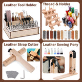 All-in-1 Leather Working Tools Kit for Beginners Professional, Starter Leather Tooling Crafting Working Making Tools and Supplies Kit Set for Adult, Include Leather Pony, Stamping Punching Tools intonly