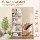 Tangkula 6-Tier Bookcase, 70” Tall Freestanding Bookshelf with 6 Open Shelves, Anti-Toppling Kits, Floor Display Storage Organizer for Living Room, Study, Kitchen, Home & Office (White, 70" H) Tangkula