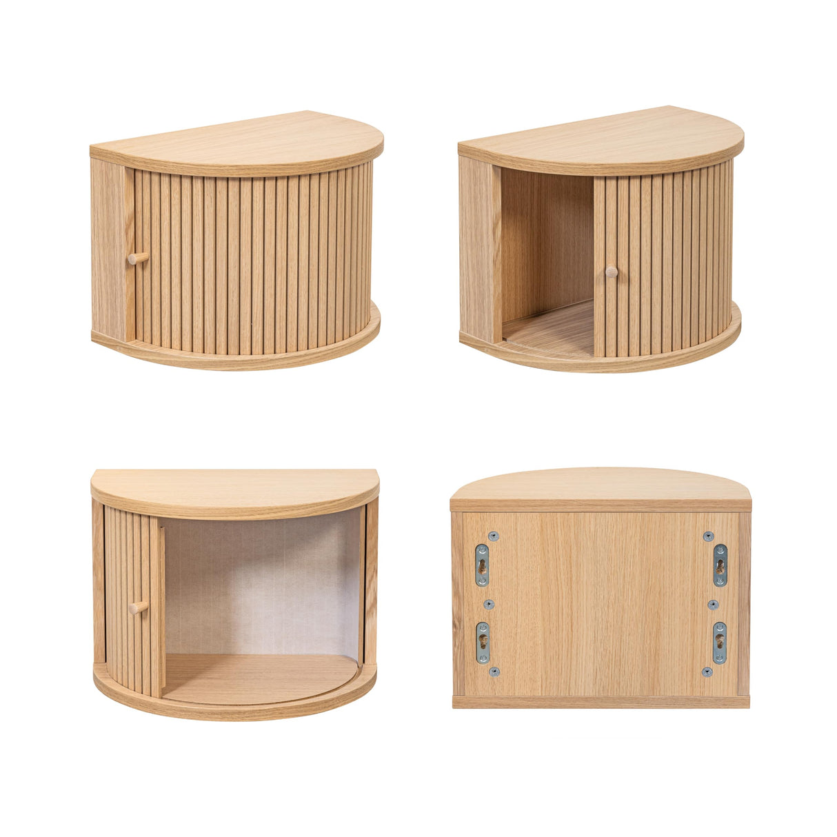 WERMO 16'' Floating Nightstand Shelf with a Sliding Door and Storage - Floating Bedside Shelf Wall Mount, Wall Mounted Wood Nightstand, Mid Century Modern Side Table (Oak) WERMO