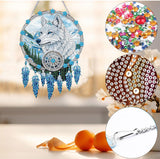 Bimkole Dream Catcher Wolf Diamond Art Hanging Kit for Adult, DIY 5D Diamond Art Painting Window Pendant, Acrylic Crystal Art Hanging Ornament for Wall Home Garden Front Door Decor - 7.8x7.8 Inch Bimkole