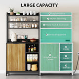 VANOMi Tilt Out Trash Can Cabinet, 67" Kitchen Pantry Storage Cabinet, Bakers Rack Microwave Stand with Power Outlet, 7-Tiers Tall Coffee Bar Station for Kitchen, Dinning Room, Living Room VANOMi