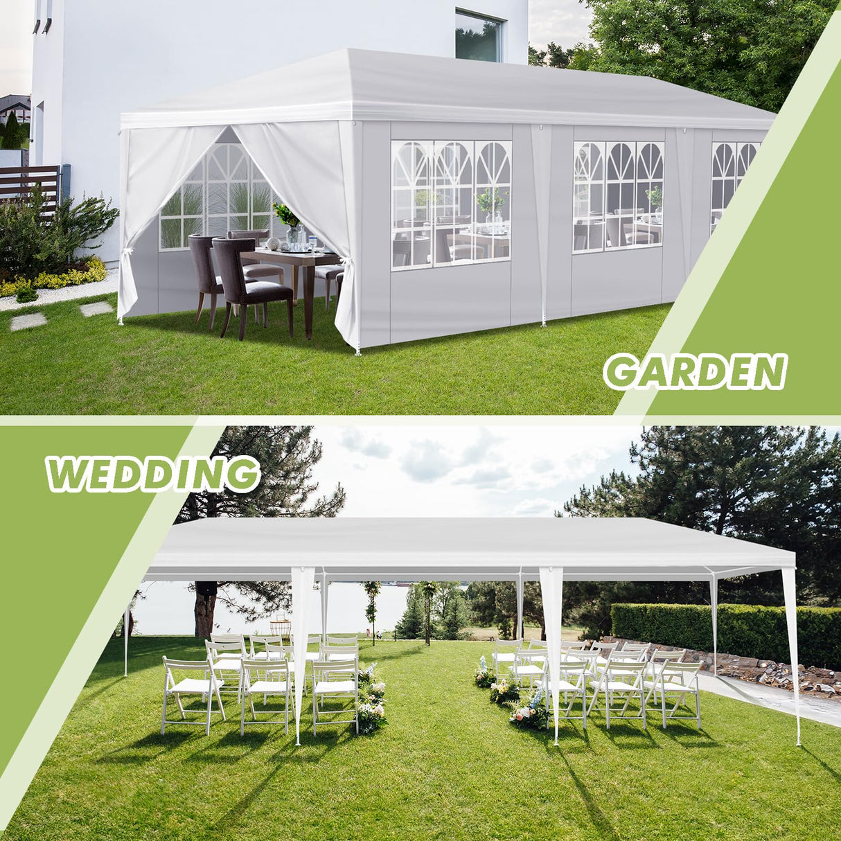 Hnndlra Party Tent 10'x30', Upgraded Galvanized Tents Outdoor Wedding Tent for Parties, Outdoor Carport Party Canopy Tent with 8 Removable Sidewalls, for Wedding Birthday Graduation Event Hnndlra