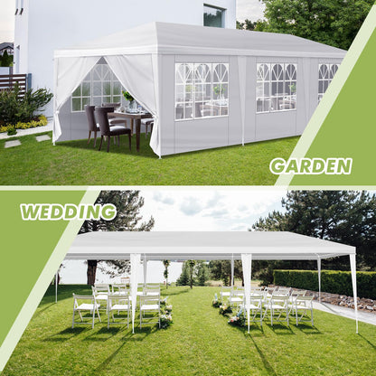 Hnndlra Party Tent 10'x30', Upgraded Galvanized Tents Outdoor Wedding Tent for Parties, Outdoor Carport Party Canopy Tent with 8 Removable Sidewalls, for Wedding Birthday Graduation Event - WoodArtSupply