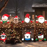 gisgfim 8 Pcs Christmas Fence Peeker Decorations Santa Claus Elk Snowman Elf Yard Peeking Art Sign Cute Christmas Winter Holiday Outdoor Fence Sign Ornament for Xmas DIY Home Garden Yard Decor gisgfim