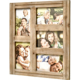 JUMBO DECOR Rustic Distressed Picture Photo Frame Collage - Farmhouse Natural Wood with 5 Openings 4x6 Picture Frame Wall Decor for Wall Hanging JUMBO DECOR