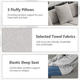 Suheww 130.5” Modern Curved Sofa, Sectional Curved Sofa Modern Sectional Curved Sofa, 4-Seater Oversized Terrycloth Fabric Sofa with 3 Pillows for Living Room Apartment(Gray) Suheww