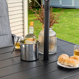 NUU GARDEN 5-Piece Outdoor Dining Set, All Weather Outdoor Padded Textilene Patio Chairs and Square Dining Table with Umbrella Hole for Backyard, Patio, Garden, Deck, Light Black and Grey NUU GARDEN