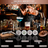 The Whiskey Underground Bourbon, Whiskey Smoker Kit - Cocktail Smoking Kit with Butane Torch, Smoke Top, Whiskey Stones - Apple, Cherry, Oak, Walnut Wood Chips - Premium Wooden Box. No Butane The Whiskey Underground