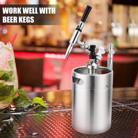 MRbrew Stout Beer Coffee Faucet, 304 Grade Stainless Steel Beer Tap Nitrogen Keg Draft Faucet, Homebrew Cold Brew Kegerator Beer Tower Tap with Standard Black Plastic Tap Handle MRbrew