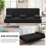 H.VERSAILTEX 4 Pieces Stretch Futon Covers Sofa Bed Slipcover with Removable Armrests and Cupholders Covers Furniture Protector High Spandex Small Checks Jacquard Fabric, Black H.VERSAILTEX