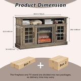 Redlife TV Stand with Fireplace for 65 Inch TV, Fireplace TV Stand, Farmhouse Entertainment Center with Fireplace, Media Console with Fireplace, TV Cabinet with Charging for Living Room (Brown) Redlifeᅟᅠ