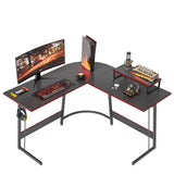 CubiCubi L Shaped Gaming Desk Computer Office Desk with Carbon Fiber Surface, 47 inch Corner Desk with Large Monitor Stand for Home Office Study Writing Workstation, Carbon Fiber Black CubiCubi