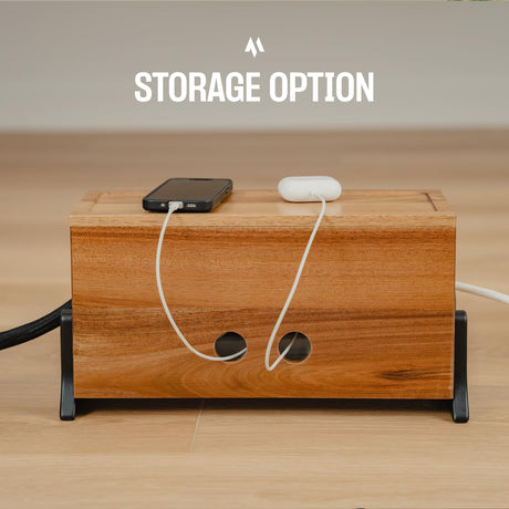 Extra Large Cable Management Box, Wood Cord Hider Box & Organizer for Power Strip, TV Wires & Desk Cable Storage COREMINDED