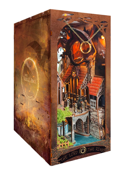 IBOHEYE Book Nook with LED Light - 3D Puzzles for Adults, DIY Miniature House Kit,3D Creative Decorative Bookend, Magic Book Nook, Perfect, Dollhouse Book Nooks - The Lord The Ring IBOHEYE