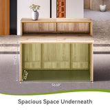 LITTLE TREE 57-Inch Reception Counter, Boho Style Front Desk, Modern Checkout Counter, Reception Desk for Retail, Lobby, Salon, Office, Oak LITTLE TREE