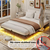 Floating Bed Frame Queen Size with LED Lights Metal Platform Bed No Box Spring Needed Easy to Assemble (Queen (U.S. Standard)) FSJianYi