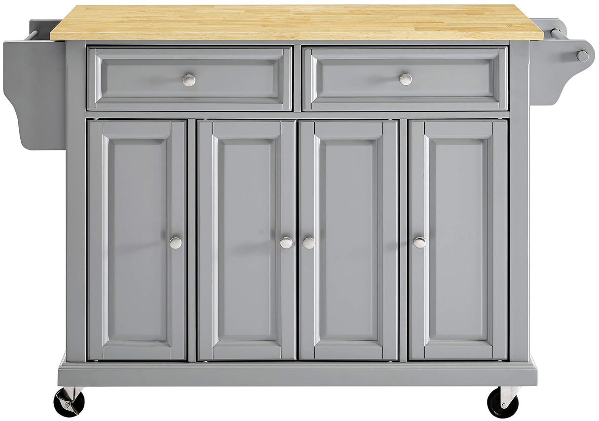 Crosley Furniture Full Size Wood Top Rolling Kitchen Island Storage Cart, Microwave Stand, Spice Rack, Gray Crosley Furniture