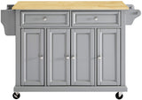 Crosley Furniture Full Size Wood Top Rolling Kitchen Island Storage Cart, Microwave Stand, Spice Rack, Gray Crosley Furniture