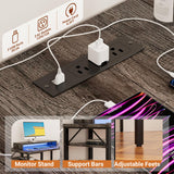 Unikito Reversible L Shaped Desk with Power Outlets and RGB LED Light, Sturdy Computer Desk with Ergonomic Monitor Stand and Storage Shelves, Corner Desk for Home Office, Easy Assembly, Black Oak Unikito