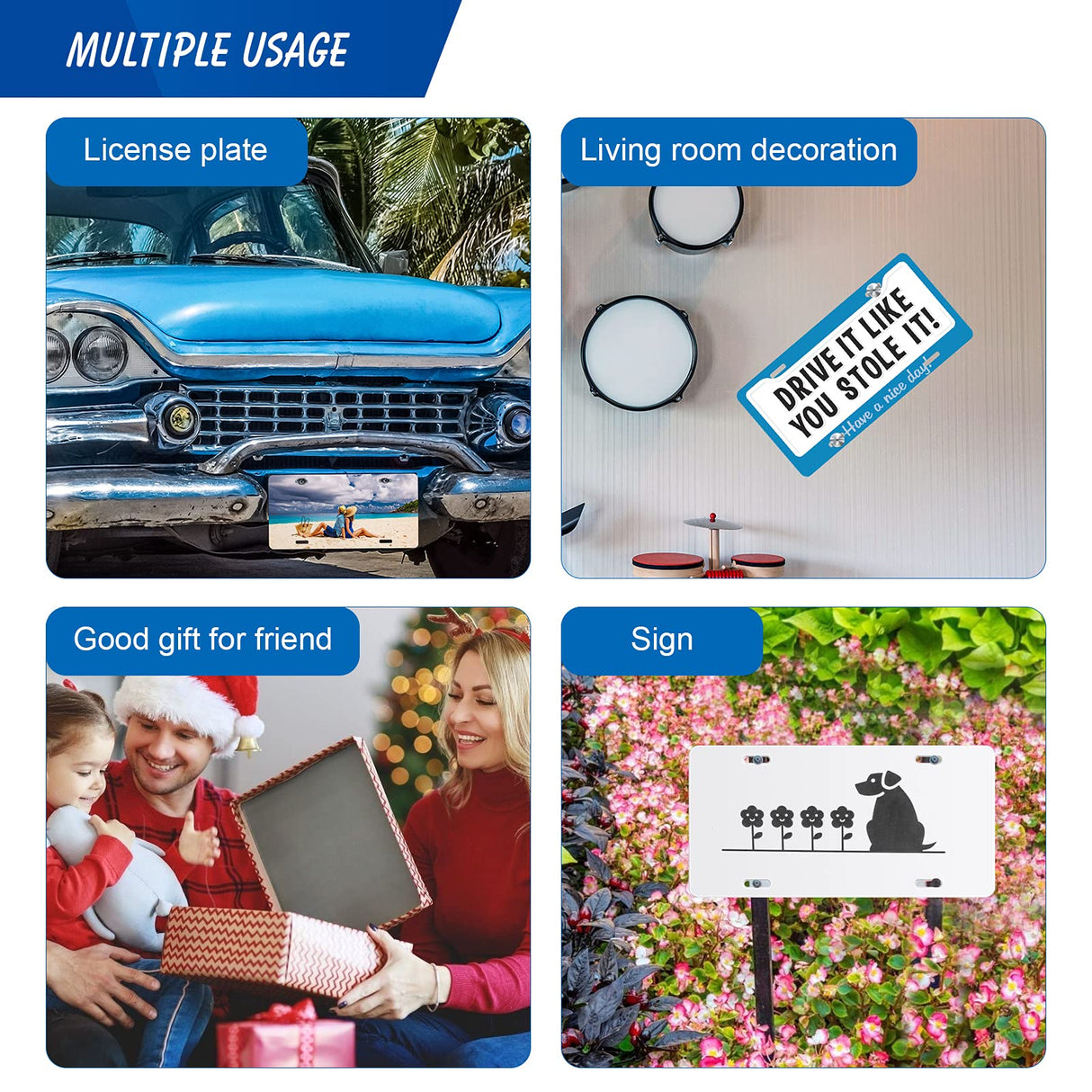 4Pcs Blank Windspeed Sublimation license plate Car Blank for Sublimation, Halloween Christmas car Decoration (White) Windspeed