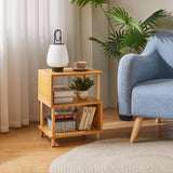 Aibiju Wooden Night Stand with Open Shelf, Nightstand with Solid Wood Legs, S-Shaped Bed Side Table 3 Tier,20 inch High End Table Natural Wood YD-TM152N Aibiju