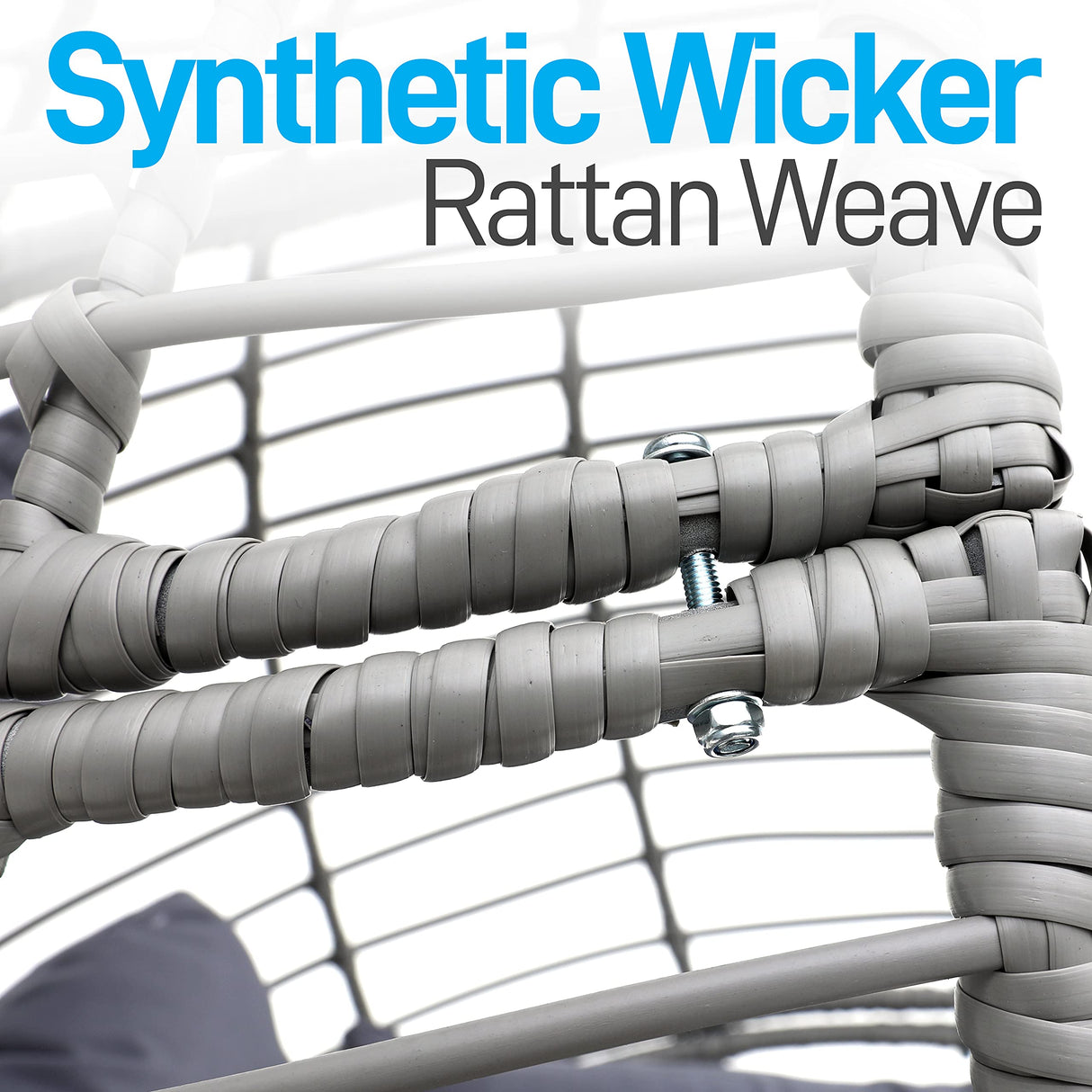 SereneLife Hanging Egg Chair with Stand - Indoor Outdoor Patio Wicker Rattan Lounge Chair with Stand, Steel Frame, UV Resistant Washable Cushions for Garden Backyard Deck Sunroom SLGZ0EGG (Gray) SereneLife