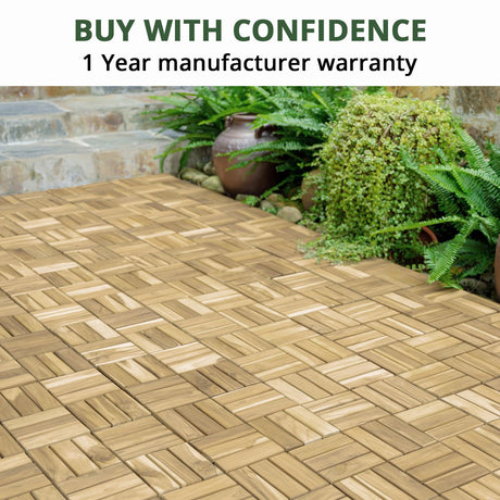 BEEFURNI Acacia Interlocking Deck Tiles (12x12 Pack 20), Acacia Wood Deck Tiles Interlocking Outdoor, Indoor Flooring for Balcony Decor, Backyard, 1-Year Manufacturer Warranty (Natural Wood Color) BEEFURNI