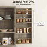 HOMCOM 72" Farmhouse Kitchen Pantry Cabinet, Freestanding Tall Storage Cabinet with 4 Barn Doors, 4 Adjustable Shelves and 8 Door Shelves, Gray Wash HOMCOM