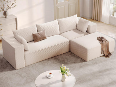 DWVO 108" Modular Sectional Couch with L-Shape Chaise, Modern Cloud Sectional Sofa with Deep Seat, Upholstered Couches for Living Room Bedroom, No Assembly Required, Beige
