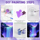 DOMROM Framed Paint by Numbers Kit for Adults Beginners with Wooden Easel, DIY Starry Waterfall Paint by Number Kit on Canvas, DIY Oil Painting Kits for Home Wall Decor Gift 12x16inch DOMROM