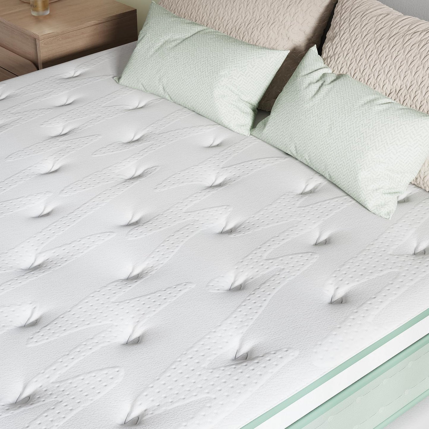 Novilla Queen Mattress, 12 Inch Hybrid Mattress, Gel Memory Foam with Individual Pocket Springs for a Peaceful Sleep, Queen Size Mattress with Quilted Cover