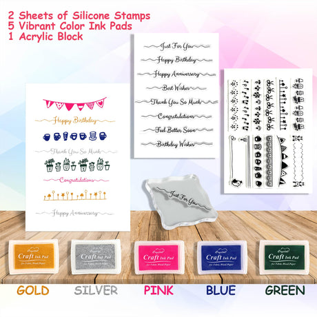 Card Making Supplies, Card Making Kit For Adults And Kids, 32 Blank Greeting Cards & Envelopes With Reusable Stamps DIY Greeting Card Set - Thank You Birthday Mother's Day Christmas Congradulation Fevanlion