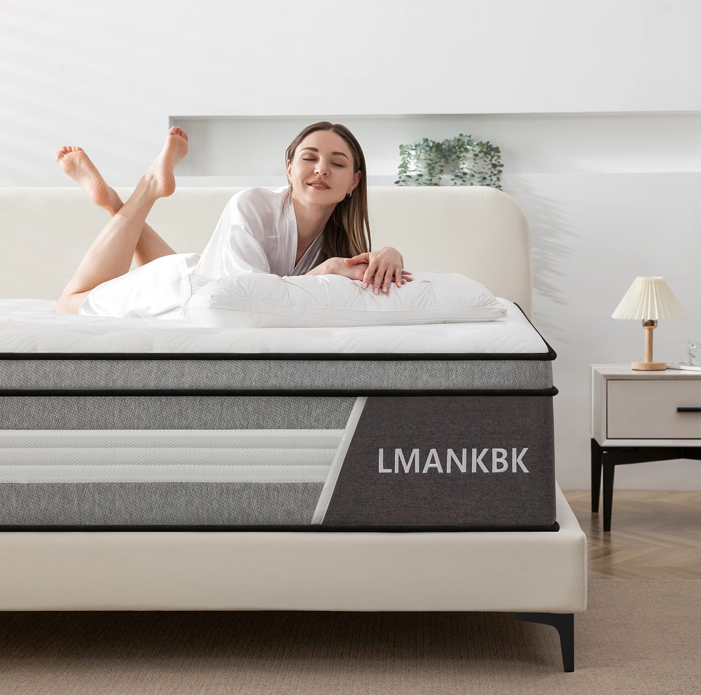 LMANKBK King Mattress, 14 Inch Innerspring Hybrid Mattress in a Box with Gel Memory Foam, Individually Wrapped Encased Coil Pocket Spring Mattress, Pressure Relief, Medium Firm Support,76"*80"*14"…