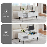 Softa Coffee Tables for Living Room, Wood Lift Top Coffee Table with Storage Shelf and Hidden Compartment, Dining Center Pop-up Table for Home, Office(White) Softa