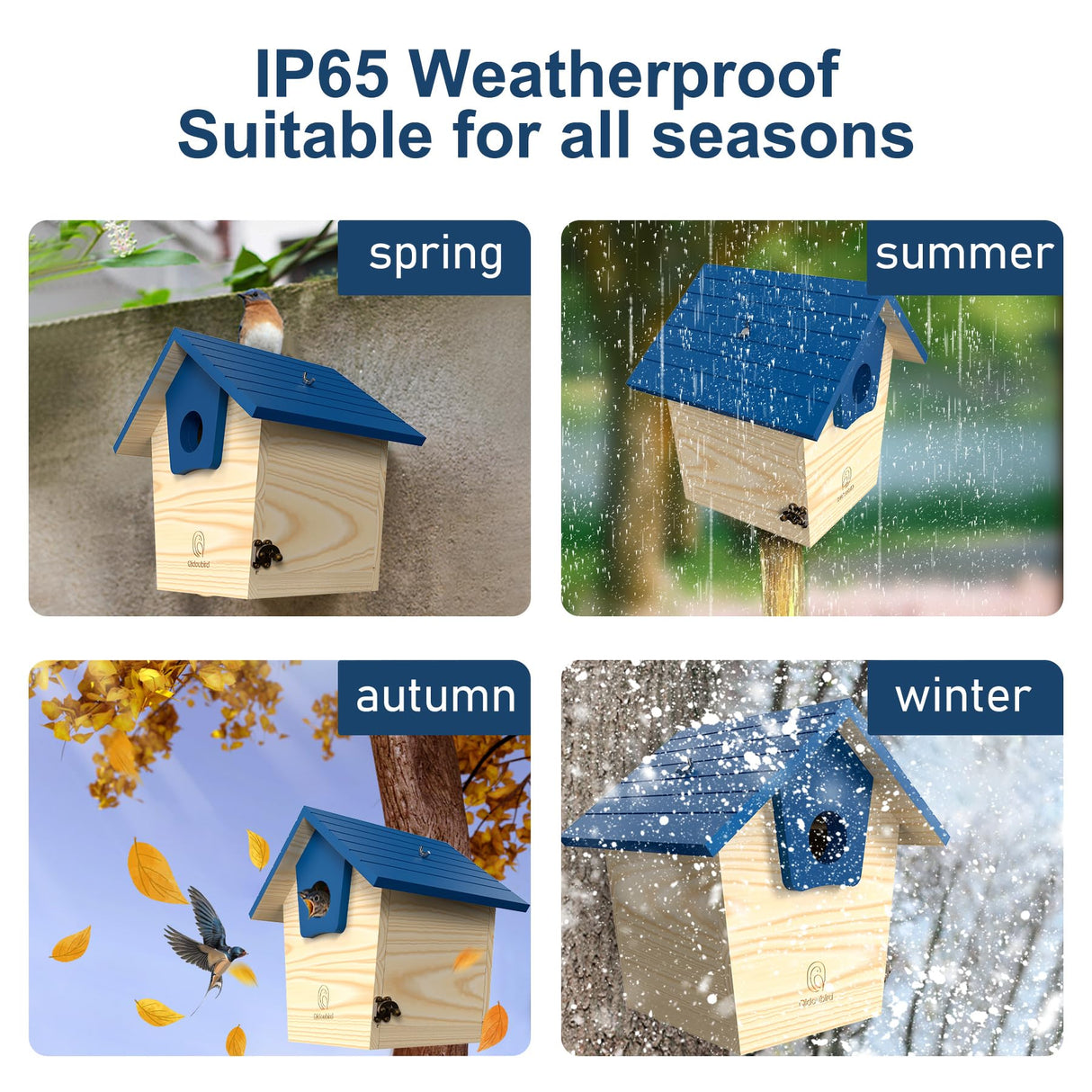 Qidoubird Smart Birdhouse with Camera, 2.4G WiFi Bird Watching Camera Night Vision, Wood Birdhouse Camera Auto Capture Bird Videos & Real Time Notify, Best for Bird Lovers Qidoubird