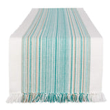 DII Everyday Collection Fringed Stripe Tabletop, Table Runner, 14x72, Teal DII