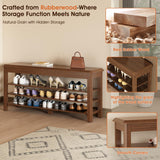 Shoe Bench for Entryway Wood Shoe Rack Bench with Storage 3-Tier Adjustable Shelf Holds up to 550lbs Indoor Bench for Small Spaces, Bedroom, Hallway, Front Door Entrance IUNVR