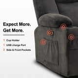 MCombo 61.8" Power Loveseat Recliner with Heat and Vibration, Fabric Electric Reclining Loveseat, USB Charge Port, Cup Holders for Living Room 6025 (Grey) MCombo